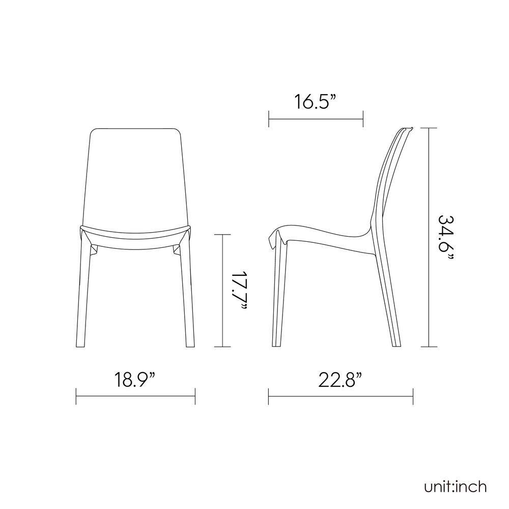 Tan Armless Rattan Outdoor Dining Chairs Set of Four