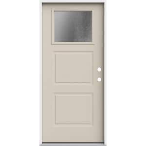 36 in. x 80 in. Left-Hand/Inswing 2 Panel 1/4 Lite Chinchilla Frosted Glass Primed Steel Prehung Front Door