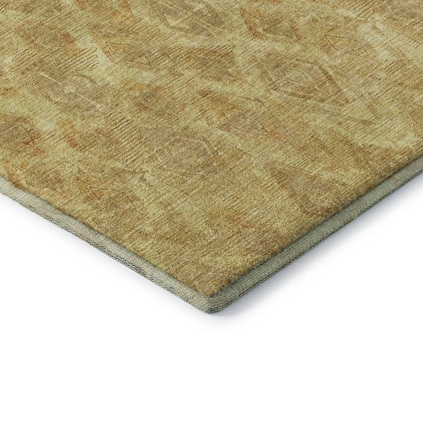 Mayfield Premium Machine Washable Indoor/Outdoor Geometric AMF622 Gold 1 ft. 8 in. x 2 ft. 6 in. Area Rug