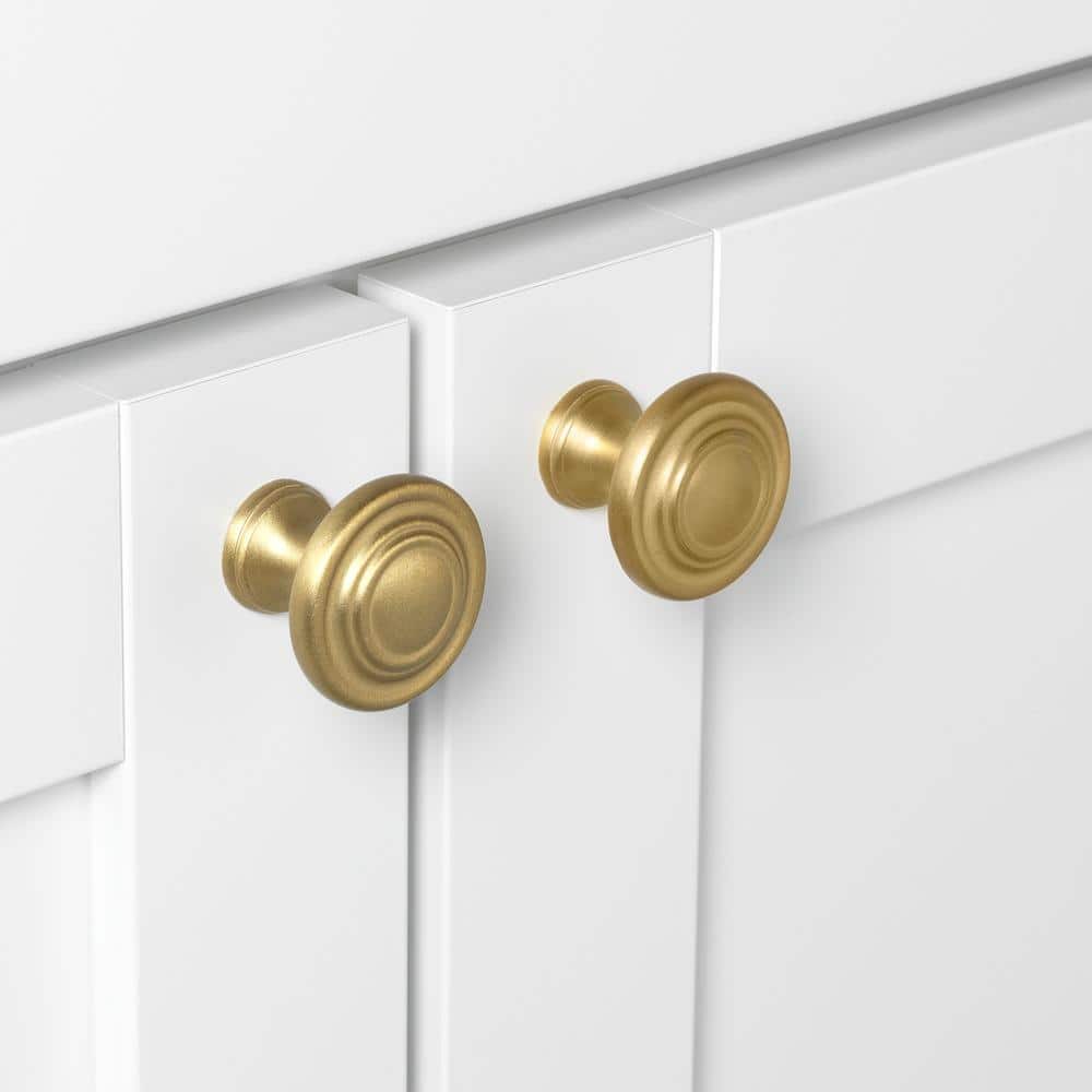 Brushed Gold Round Zinc Alloy Cabinet Knob Set