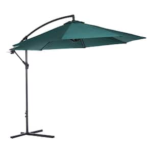 10 ft. Cantilever Hanging Tilt Offset Patio Umbrella with UV and Water Fighting Material and a Sturdy Stand in Green
