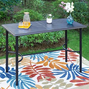 Black Patio Rectangle Metal Bar Height Outdoor Dining Table