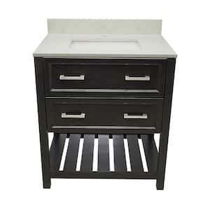 Tremblant 31 in. W x 22 in. D x 36 in. H Single Sink Bath Vanity in Espresso with Galaxy White Qt. Top Single Hole