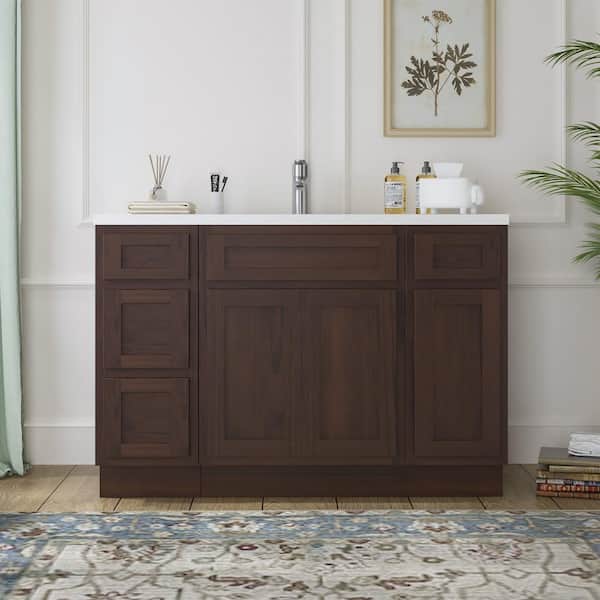 Vanity Art 48 in. W x 21 in. D x 32.5 in. H Bath Vanity Cabinet without Top in Brown