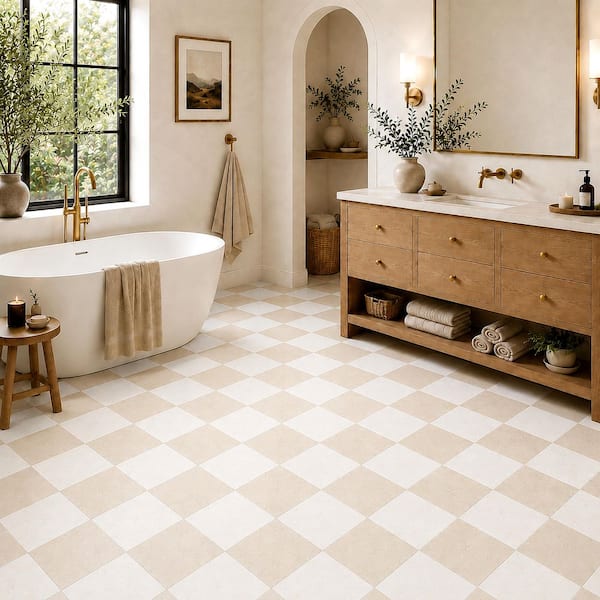 MSI Crema Chextile Square 17 in. x 17 in. Matte Beige Porcelain