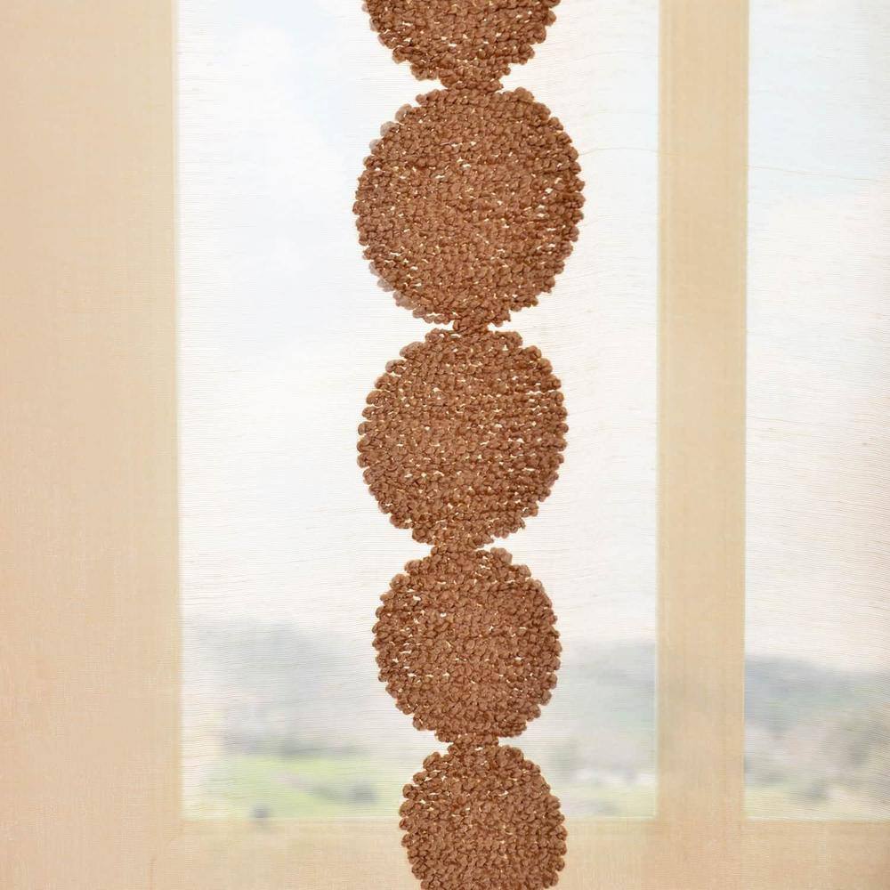 Cleopatra Gold Embroidered Sheer Rod Pocket Curtain Panel