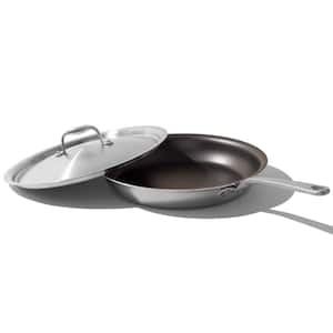 12 in. 5 Ply Stainless Steel Clad Base Professional Grade Nonstick Induction Compatible Frying Pan in Graphite with Lid