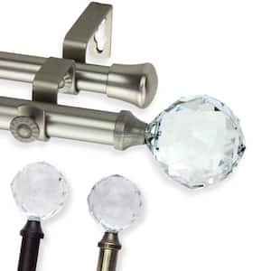 66 in. - 120 in. Double Curtain Rod in Satin Nickel with Faceted Finial