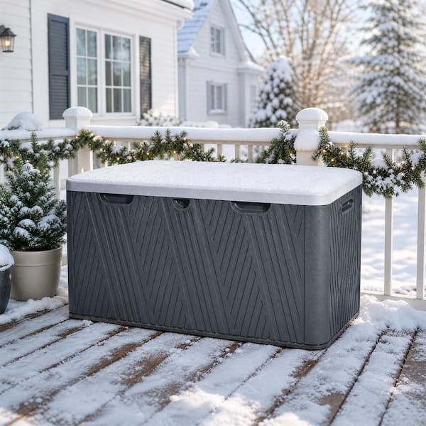 Aoodor 85 Gal. Medium Dark Gray Plastic Resin Outdoor Storage Deck Box