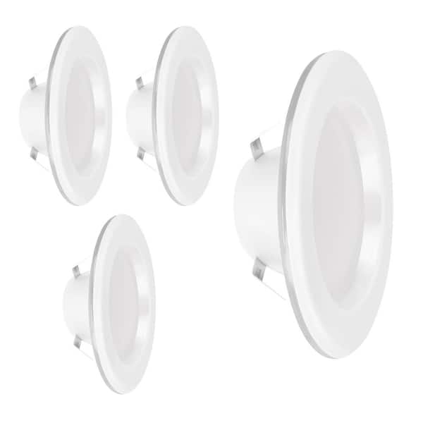 Feit Electric 4in. 650 Lumens Selectable CCT Dimmable Integrated LED Retrofit Recessed Light Trim Kit, White 4-Pack