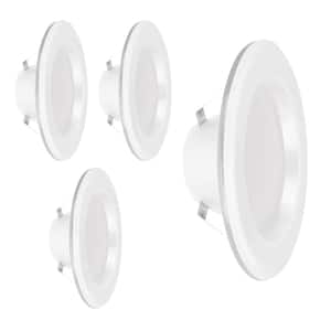 4 in. Integrated LED White Retrofit Recessed Light Trim Dimmable CEC Title 24 with Night Light Selectable CCT, 4-Pack