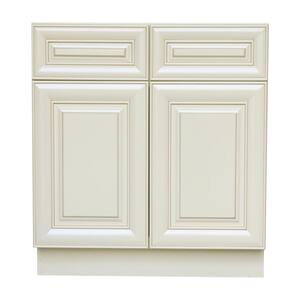 Ready to Assemble 36x34.5x24 in. Base Cabinet with 2-Door and 2-Drawer in Antique White