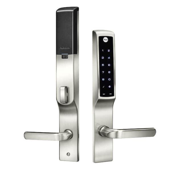 null Assure Lock for Andersen Patio Doors Satin Nickel No Cylinder Deadbolt with Wi-Fi and Touchscreen Keypad