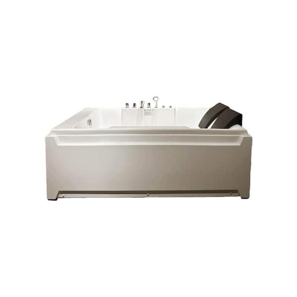 72.83 in. x 48.43 in. Jetted Whirlpool Bathtub with Left Drain in Glossy White Acrylic for 2 Person Hydro Massage