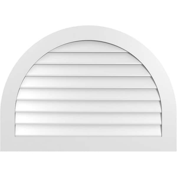 Ekena Millwork 42 in. x 30 in. Round Top Surface Mount PVC Gable Vent: Decorative with Standard Frame