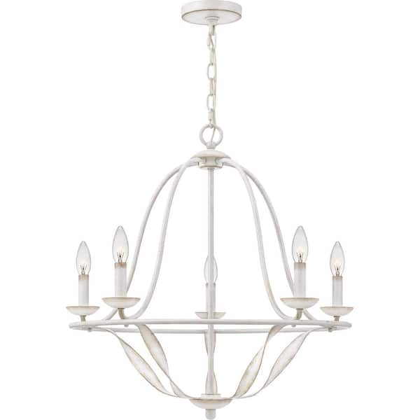 Quoizel Bradbury 5-Light Antique White Candle-Style Chandelier
