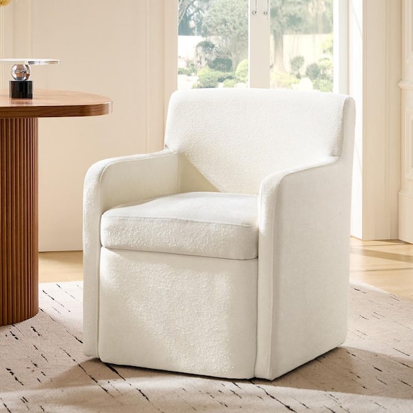 Anna Beige Modern Polyester Dining Chair with Built-in Storage Compartment