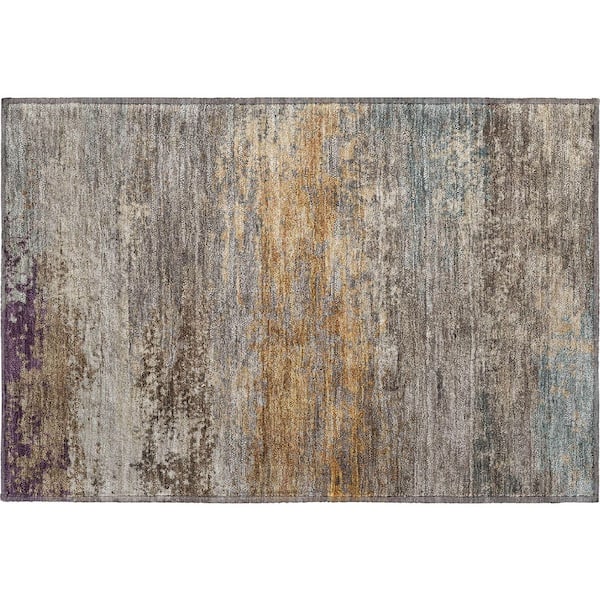 Mayfield Premium Machine Washable Abstract AMF2071 Brown 2 ft. x 3 ft. Accent Rug