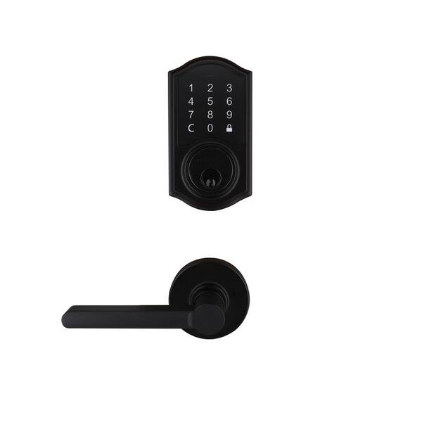 Defiant Castle Matte Black Touchpad Single Cylinder Deadbolt with Tonbridge Handle Combo Pack