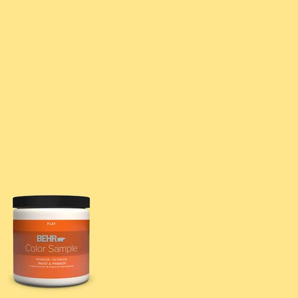 BEHR PREMIUM PLUS 8 oz. #370A-3 Bicycle Yellow Flat Interior/Exterior Paint & Primer Color Sample