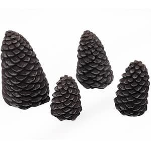 Pine Cone Set for Gas Fireplace, Hand Painted Concrete (4-Piece)
