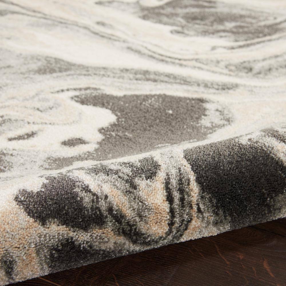 Elegance Abstract Grey Polyester 26" Indoor Area Rug
