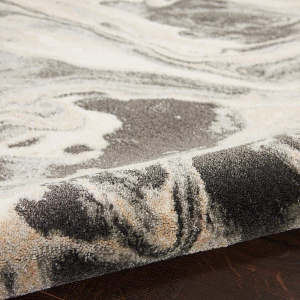Elegance Abstract Grey Polyester 26" Indoor Area Rug