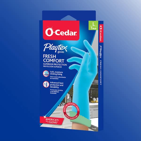 Playtex Fresh Comfort Large Blue Latex Gloves (1 Pair)(3-Pack)