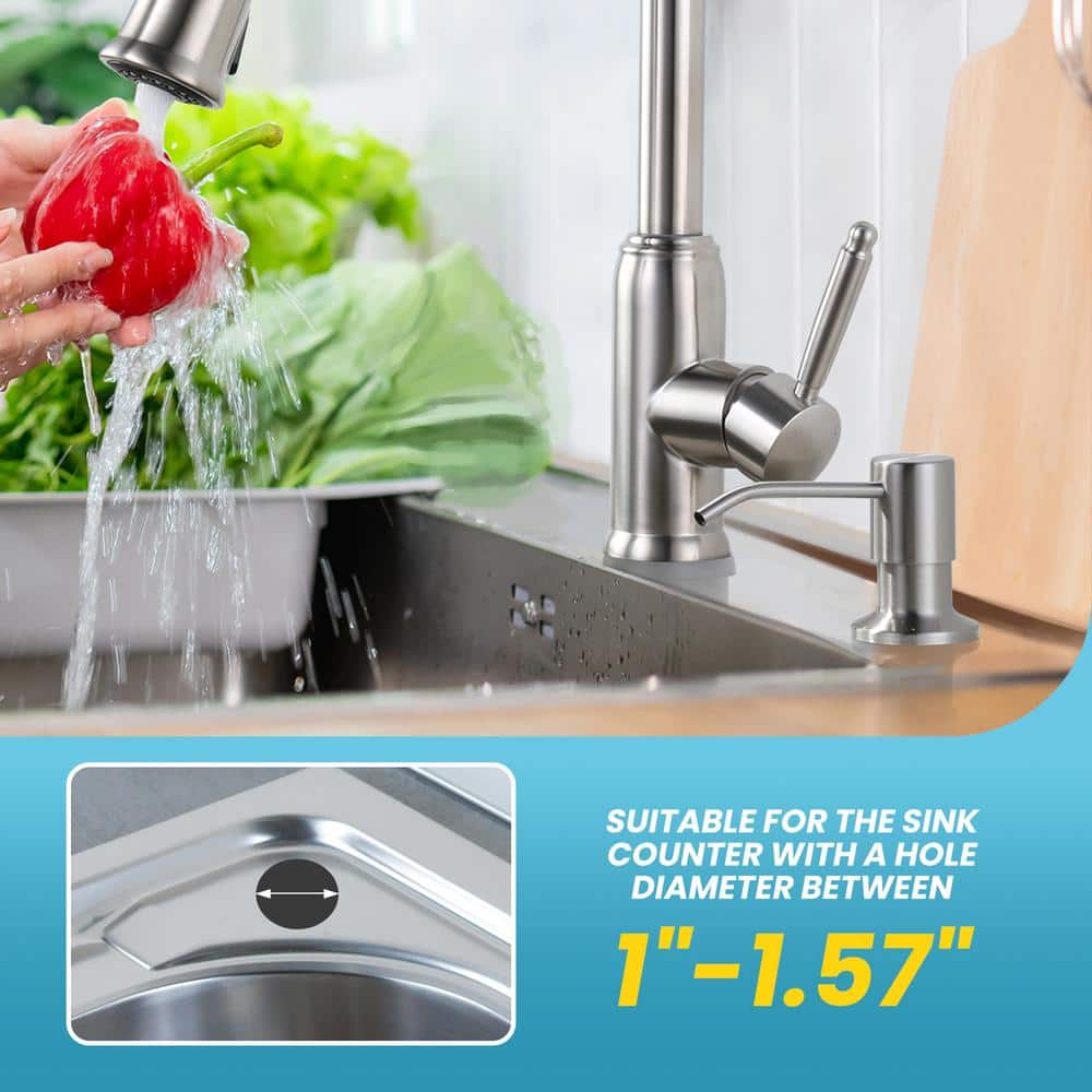 Brushed Nickel Stainless Steel Sink Mounted Soap Dispenser