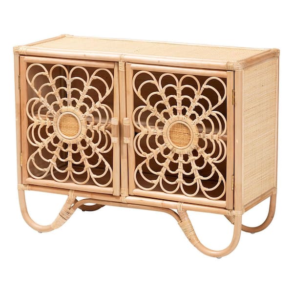 Acelin Natural Rattan 27.8 in. H Accent Storage Cabinet