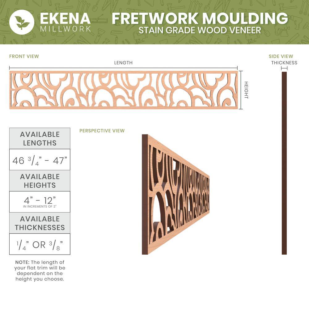 Tilden 46.5" Unfinished MDF Fretwork Crown Moulding