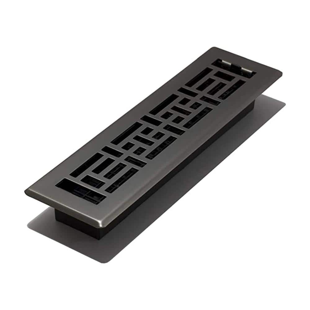 Gun Metal Rectangular Oriental Floor Register, 2x12 Inches
