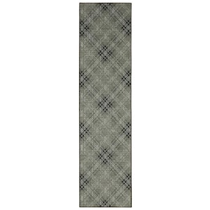 Russell Grey 2 ft. x 8 ft. Plaid Runner Rug