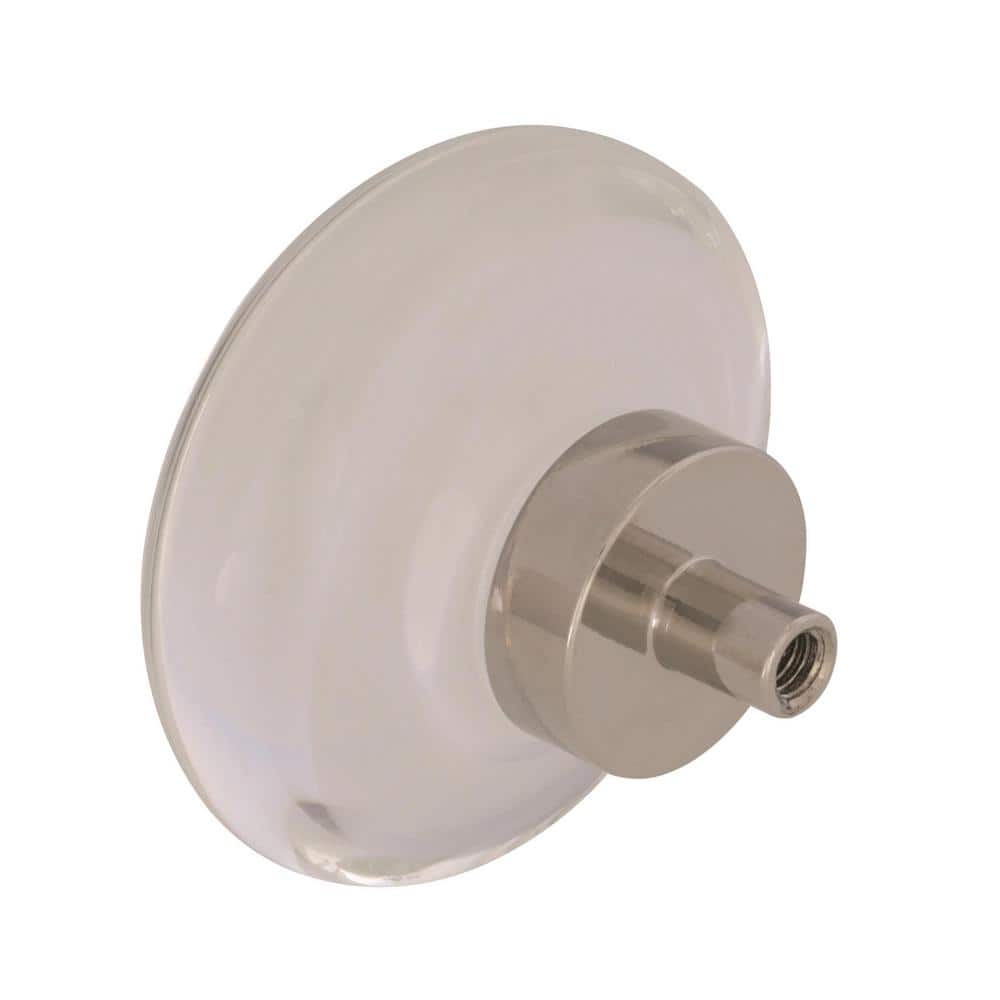 Clear and Polished Nickel Round Cabinet Knob with Mounting Hardware