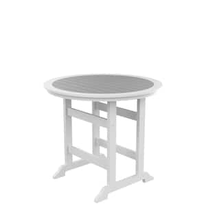42.13'' H x 48.03'' W x 48.03'' D HDPE Bar Table, Counter Height Table For Outdoor, White + Gray