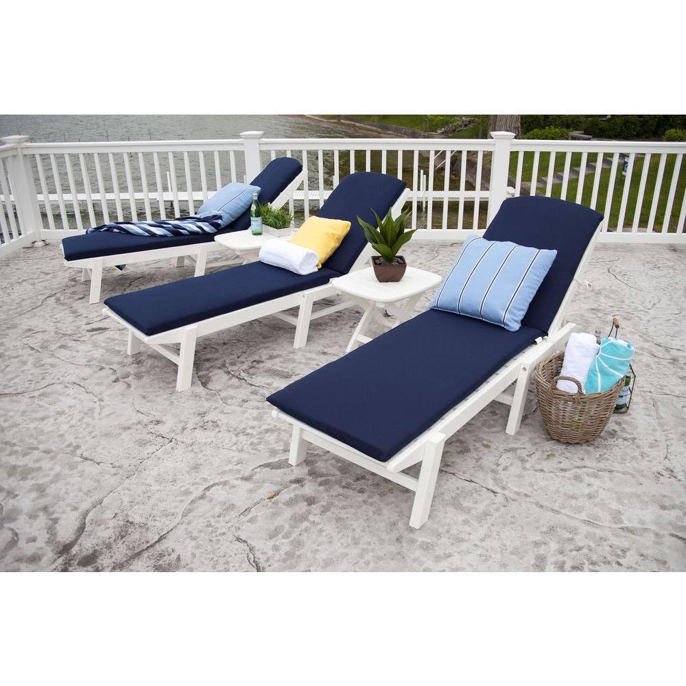 Nautical Slate Gray Armless Wheeled Beach Lounger
