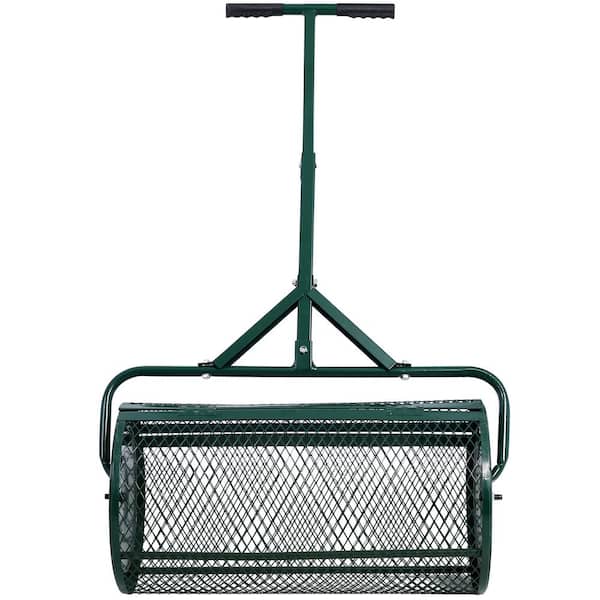 AUTMOON 24 in. Green Metal Handle Peat Moss Compost Spreader