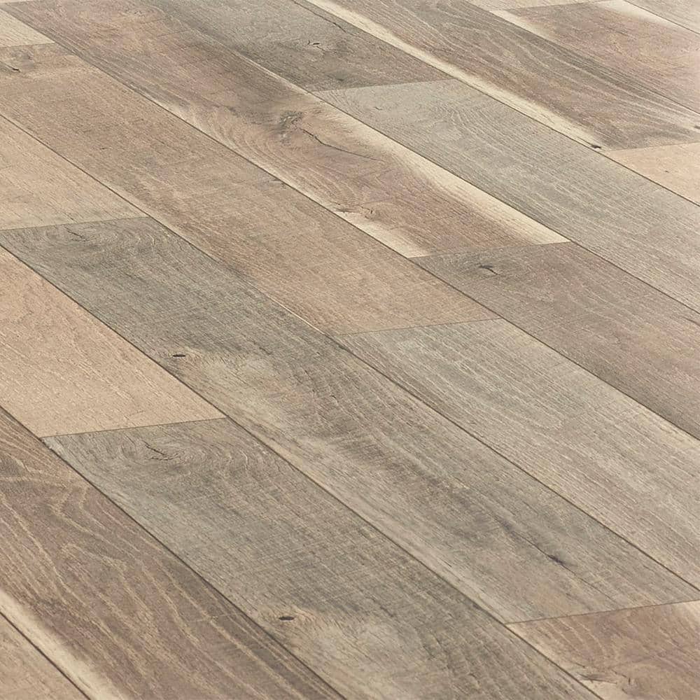 TrafficMaster Cross Sawn Oak Gray 12 mm Thick x 5-31/32 in. Wide x 47-17/32  in. Length Laminate Flooring (13.82 sq. ft. / case) 368501-00265