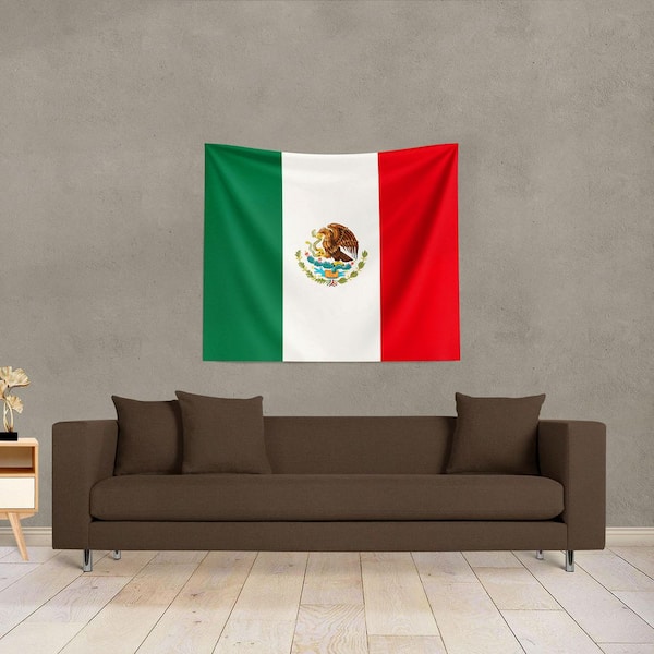 Mexico Flag Geometric Multicolor Wall Hanging 50x60 in.