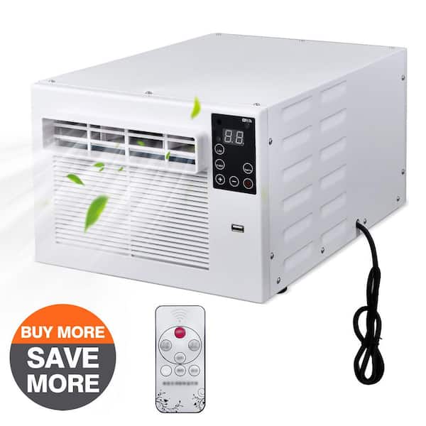 2,500 BTU Portable Air Conditioner Cools 45 Sq. Ft. with Dehumidifier and Remote for Pets, Fishing and Trucks in White