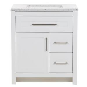 Clady 30.50 in. W x 18.75 in. D Bath Vanity in White with Solid Surface Vanity Top in Silver Ash with White Basin