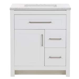 Clady 30.5 in. W x 18.75 in. D Bath Vanity in White with Cultured Marble Vanity Top in Silver Ash with White Sink