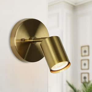 1-Light Brass Adjustable Modern Gold Indoor Wall Sconce, Wall Light with Metal Shade for Hallway Bedroom Entryway