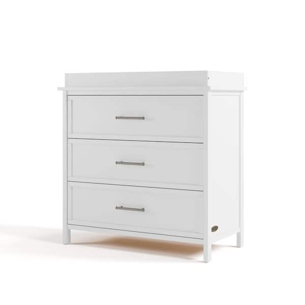 Classic White 3 Drawer 35.51 in. Wide Dresser with Changing Topper