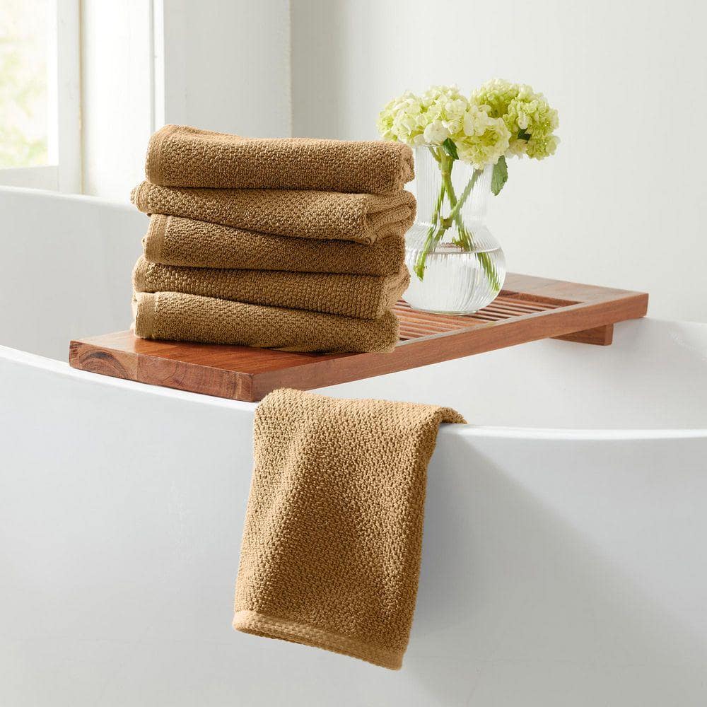 FRESHFOLDS Mocha 6-Pack Cotton Quick-Dry Hand Towel Set EC100886
