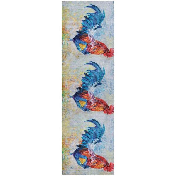 Dream Shag Premium Machine Washable Abstract ADS156 Blue 2 ft. x 7 ft. Runner Rug