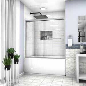 Tub Door 61 in. W x 58-1/8 in. H Bypass Sliding Semi-Frameless Bathtub Door/Enclosure in Chrome with Clear Glass