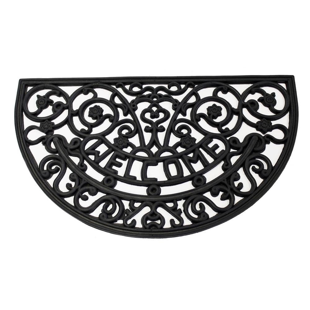 Envelor Wrought Iron Collection Black Half Round Welcome 18 in. x 30 in ...