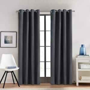 Alpine Charcoal Polyester Solid 52 in. W x 84 in. L Grommet Indoor Blackout Curtain (Single Panel)