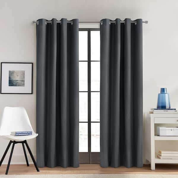 Unbranded Alpine Charcoal Polyester Solid 52 in. W x 84 in. L Grommet Indoor Blackout Curtain (Single Panel)
